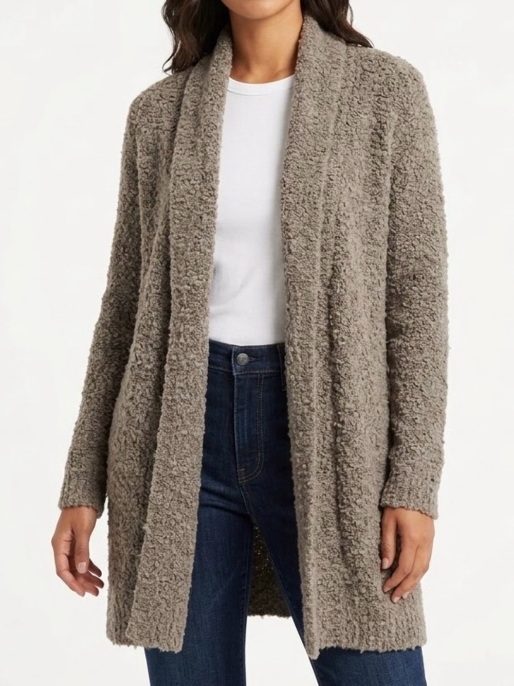 Joie Women’s M Brown Wool Alpaca Blend Bouclé Women's Cozy Knit Cardigan Sweater